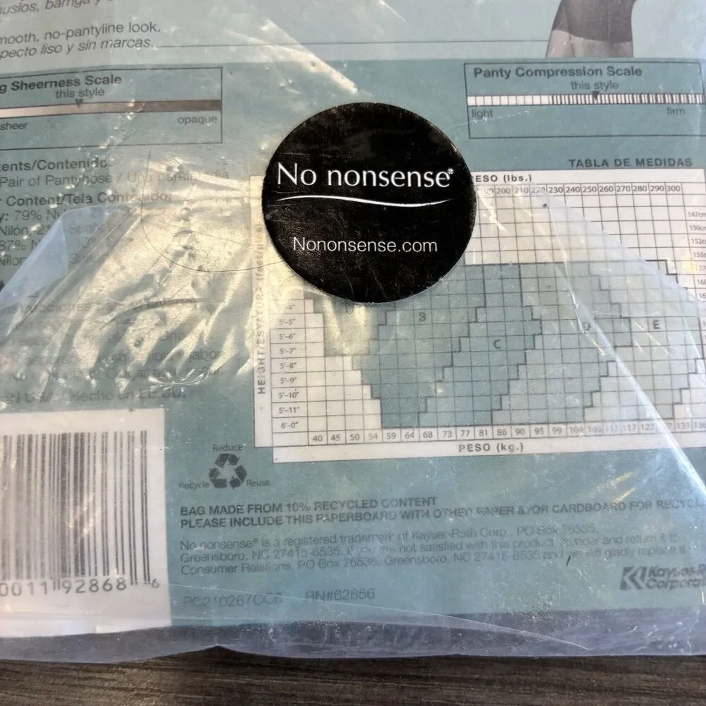 No Nonsense Great Shapes MIDNIGHT BLACK Sheer Pantyhose All-Over Shaper Size C